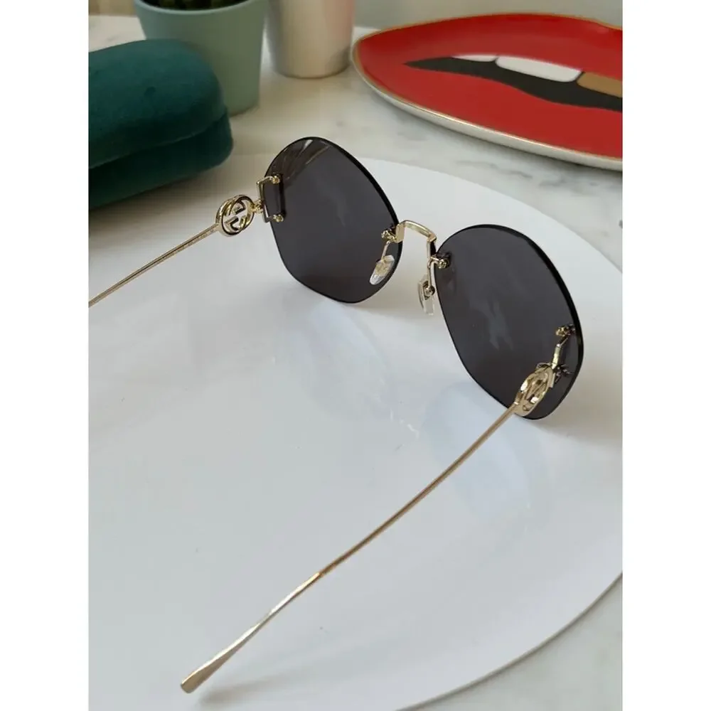 NEW Gucci GG1203S Dark Grey Rimless Sunglasses - Picture 7 of 9